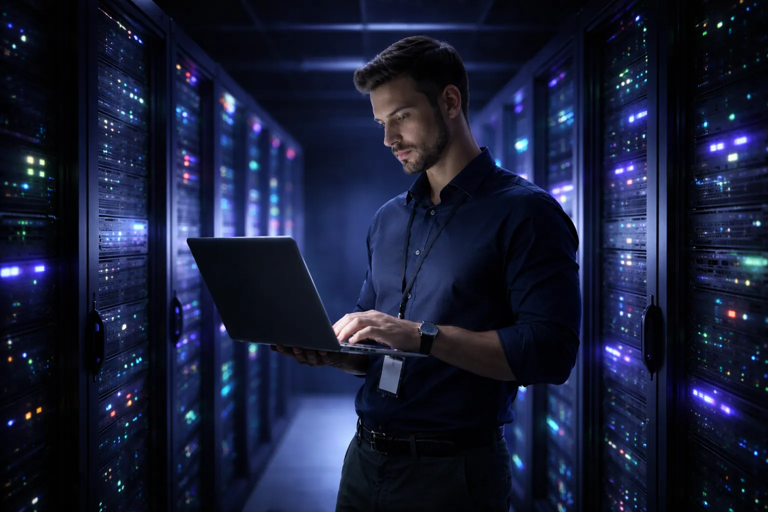 Cloud Trading engineer in the server room